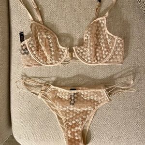 Victoria’s Secret Nude/Pink Lace Bralette 34C & Panty M